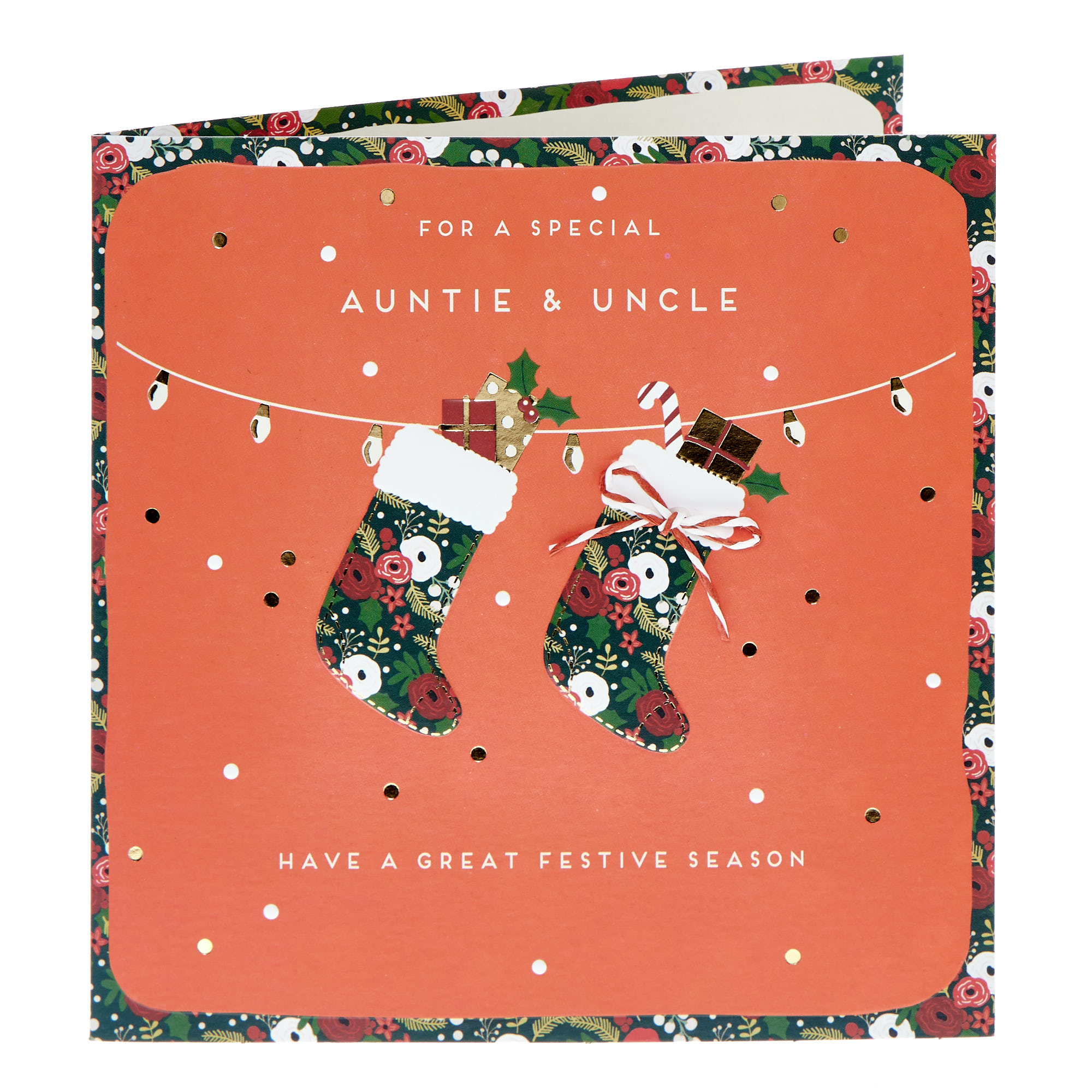Auntie & Uncle Twin Stockings Christmas Card